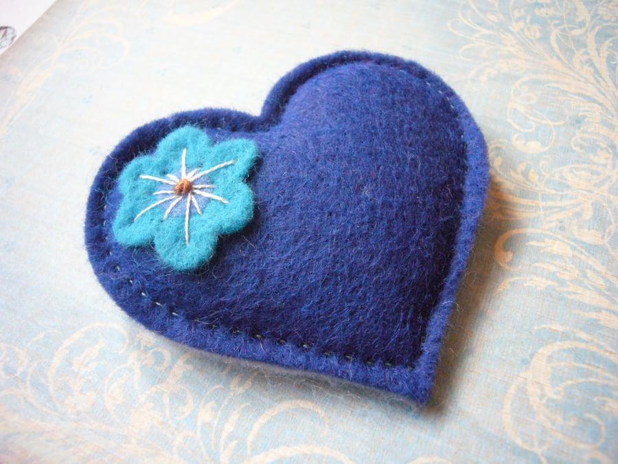 Royal Blue Heart  Brooch