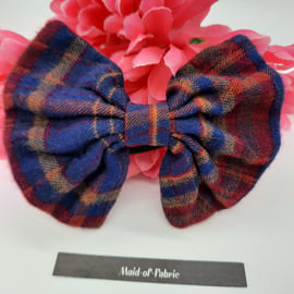 Hair bow bobble,  soft dark tartan,  3 for 2 offer. 