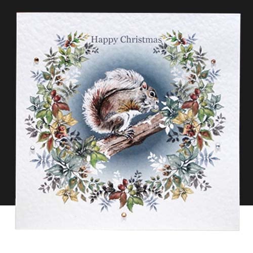 A Luxury Christmas Squirrel Garland Handmade Card - a unique design
