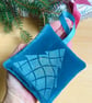 Velvet Lavender Sachet, Hand Printed Lavender Bag, Christmas Tree Ornament 