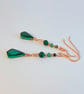  Malachite, Onyx & Copper Drop Earrings, Anniversary, Birthday, Gifts For Her - Image 3