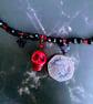 Gothic Black & Red Crystal Necklace with Red Howlite Skull and Hematite Crosses - Image 3