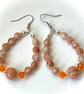 Orange Striped Beaded Hoop Earrings