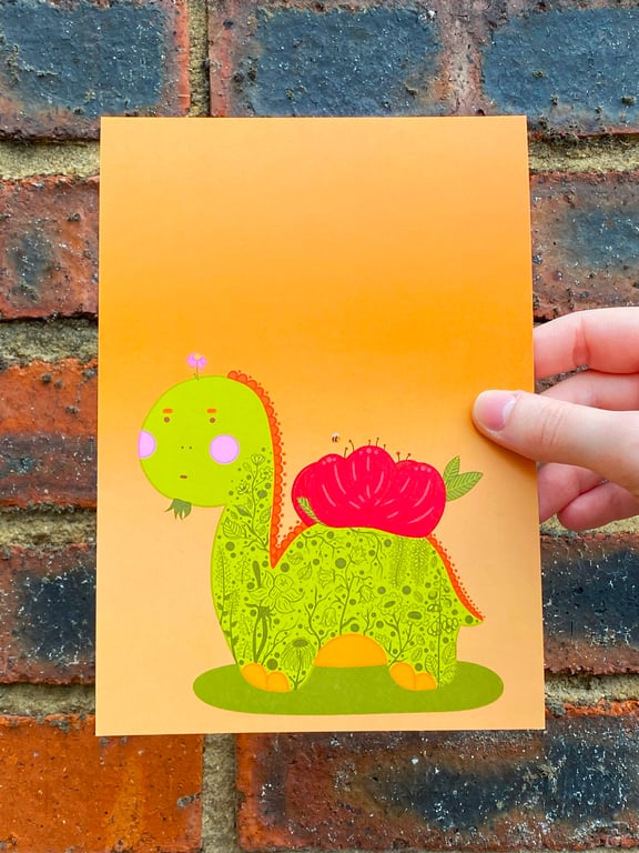 A5 Illustrated Print - 'Hardcore Dino'