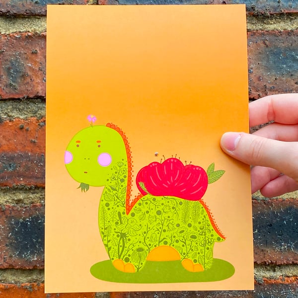 A5 Illustrated Print - 'Hardcore Dino'