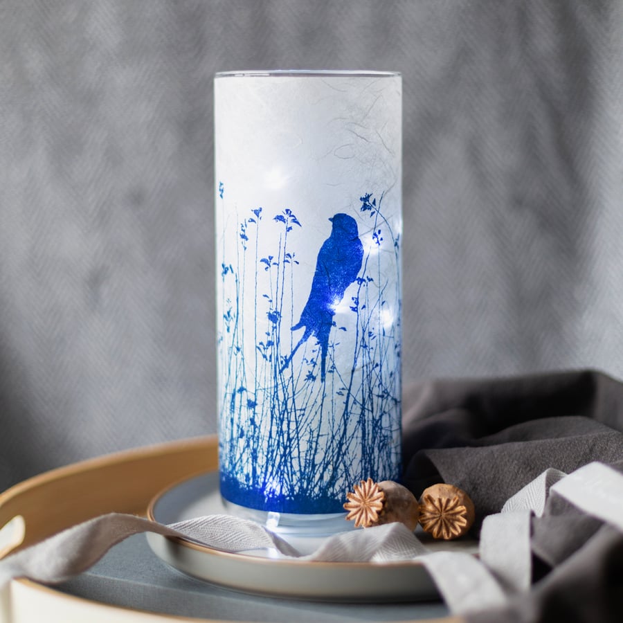Swallow Meadow Cyanotype Vase, Birthday gift