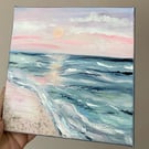 Beach Art - Original Painting - Acrylic Painting - Sea Ocean Art 8”