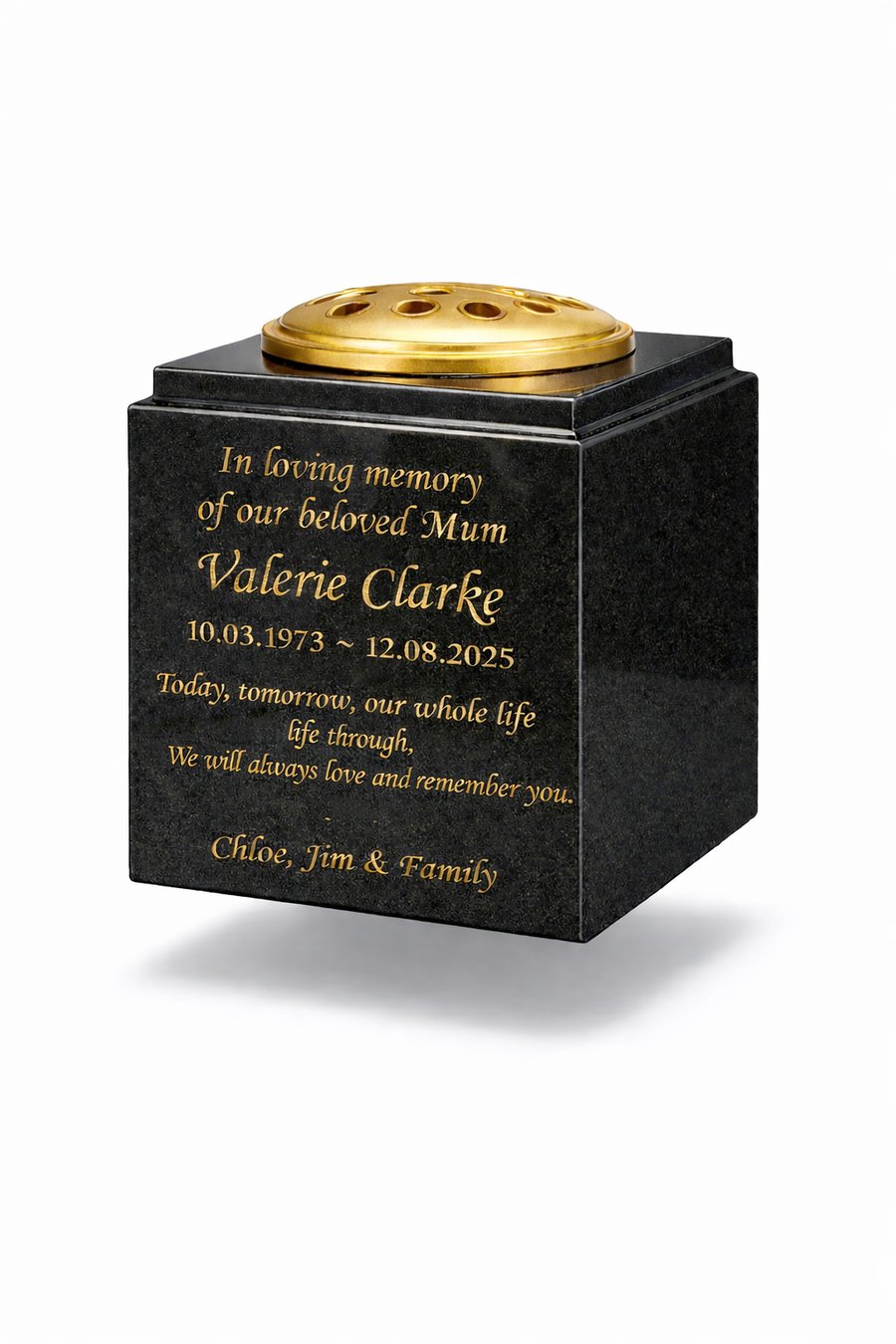  Personalised Granite Memorial Vase Plaque Grave rose bowl Cemetery Vase 