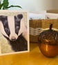 “Brock” European Badger greetings card or mini print to frame  - Image 2