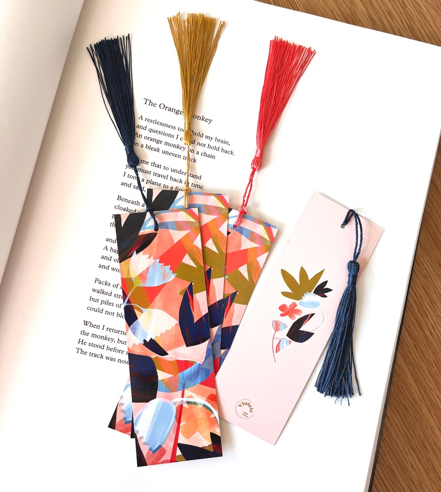 Floral Abstract Bookmark with Tassel