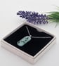 Light Green and Black Fused Glass Pendant with Stainless Steel Chain - Image 8