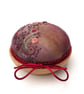 Pincushion. Hand Embroidered & Hand dyed Pin cushion on Oak Base  - Image 1