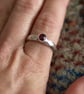 Garnet Ring, Solid Hammered Recycled Sterling Silver 925
