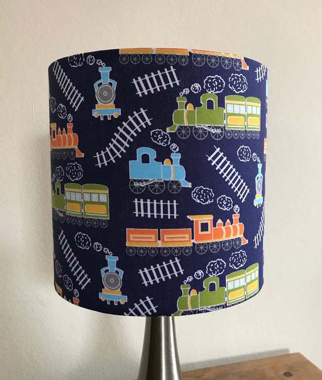 Handmade Choo Choo Train Cotton Fabric Lampshade