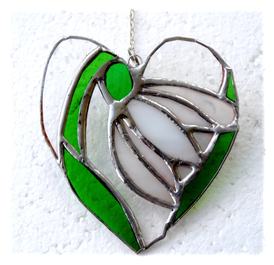 Snowdrops Heart Suncatcher Stained Glass 013