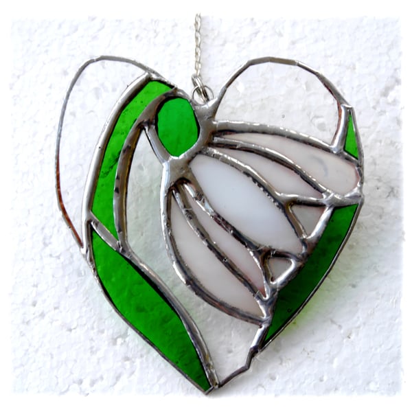 Snowdrops Heart Suncatcher Stained Glass 013