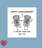 Tin anniversary card, happy tenth anniversary card with 2 tins - Image 1