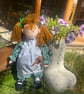 Rag Doll Charlotte, 14 Inch Handmade Rag Doll with Teddy Bear Pocket Friend  - Image 4