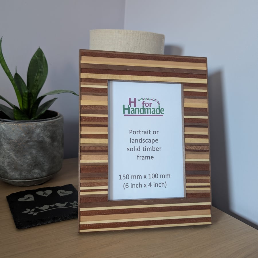 Handmade Timber Picture Frame – 6"(150mm) x 4"(100mm) Landscape or Portrait