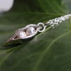 Sterling silver pea pod necklace, gardeners gift or valentines day gift
