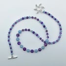 Amethyst & Angelite Necklace, Birthday, Anniversary, Valentine Gifts For Her