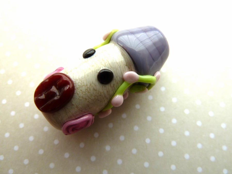 purple rose house lampwork glass beads