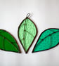 Teal leaf stained glass suncatcher - Image 6