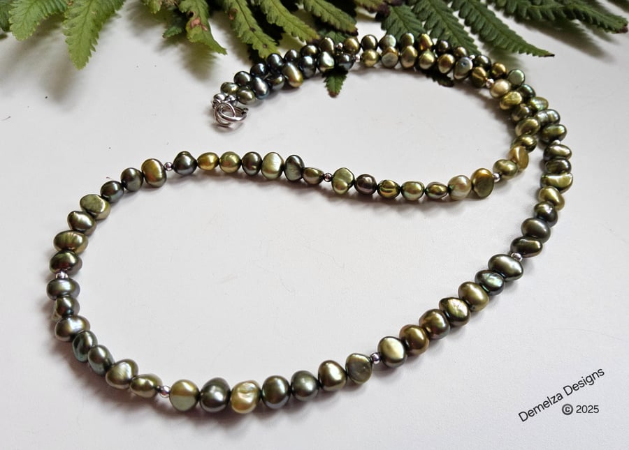 Designer Micro Freshwater Culture Pearl Sterling Silver Necklace 