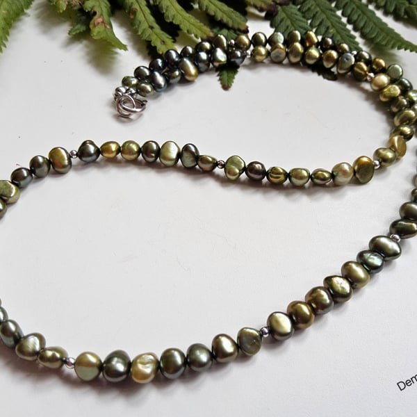 Designer Micro Freshwater Culture Pearl Sterling Silver Necklace 