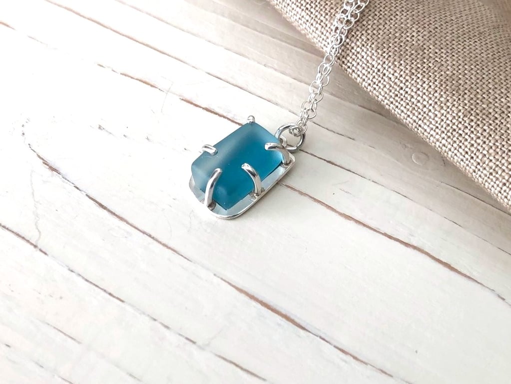 Silver & Blue Glass Pendant 