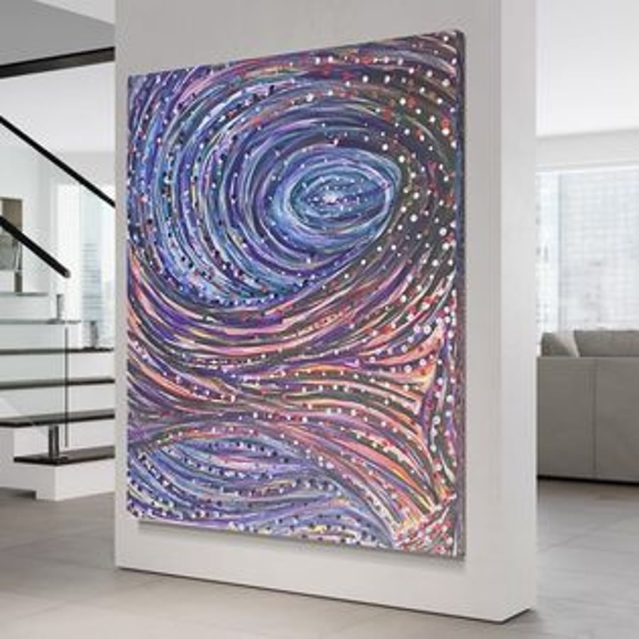 Large canvas print 'All in the Mind' Purples abstract and expressionist 80x60cm