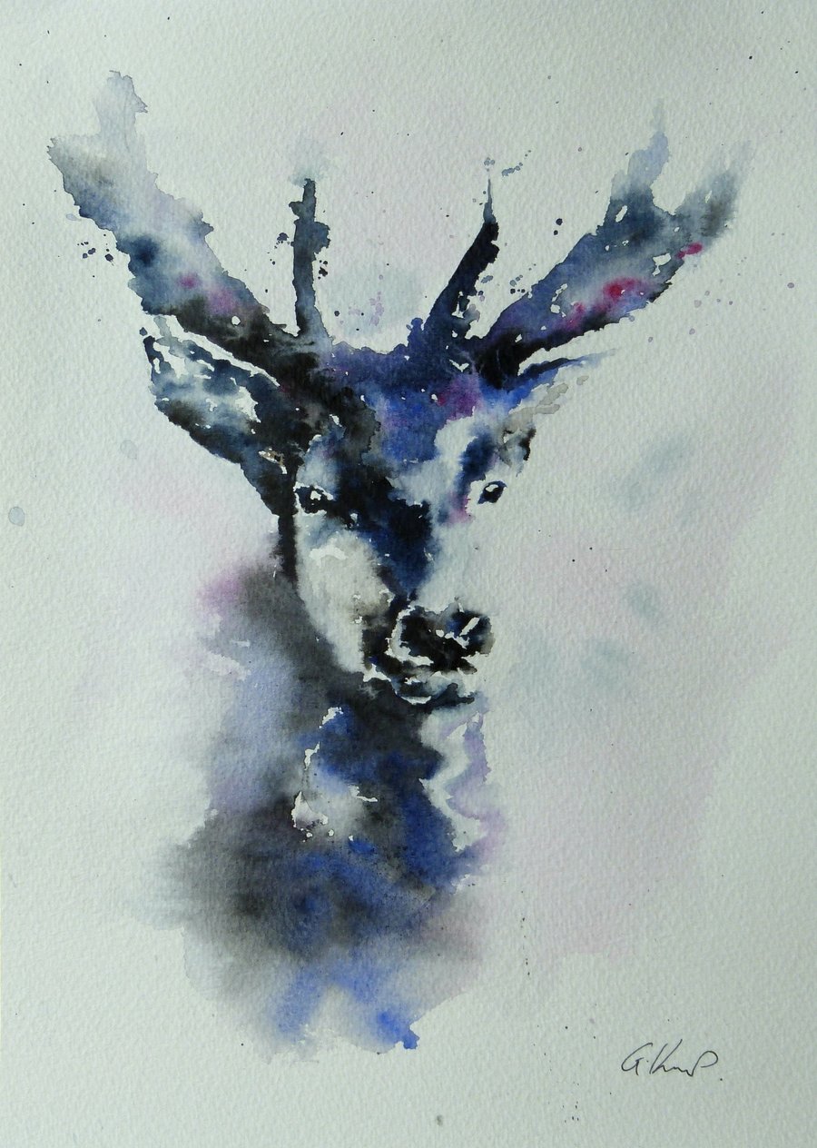 Stag, Original Watercolour Painting.