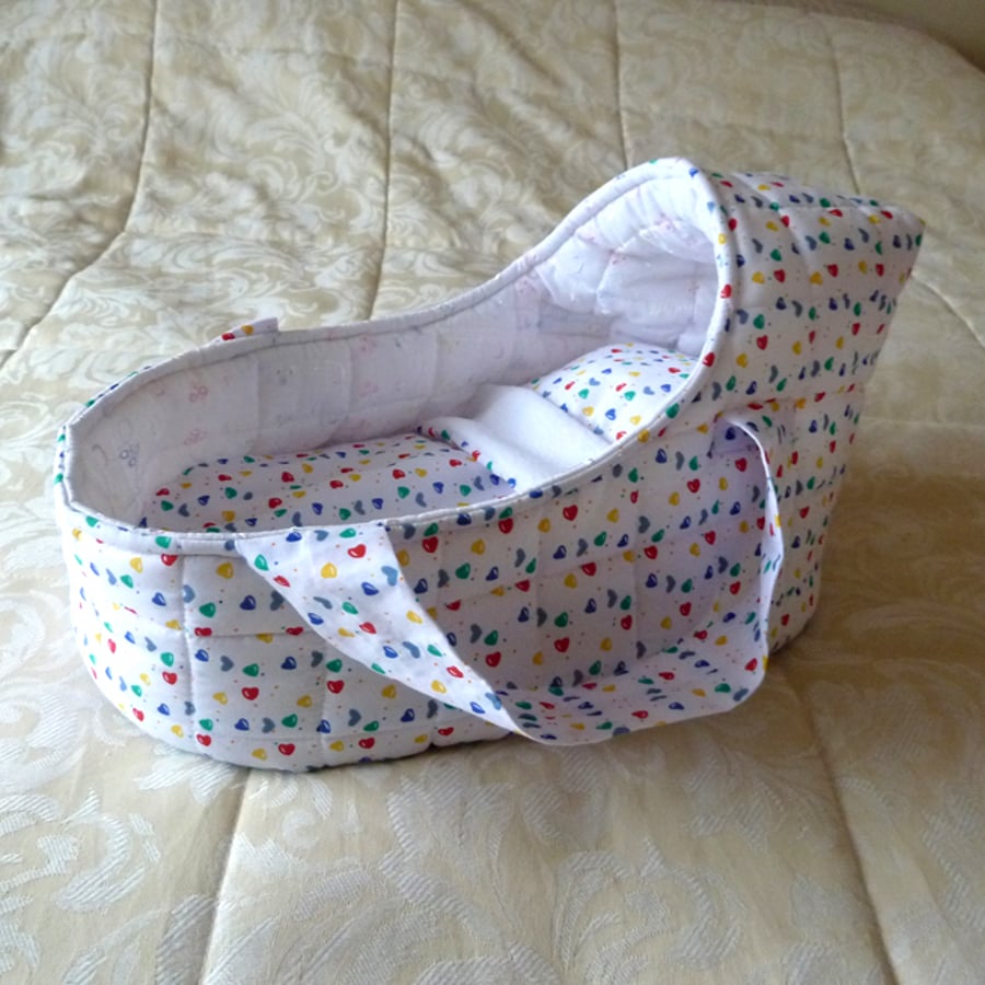 Doll's Carrycot, multi-coloured suitable for 14 inch dolls