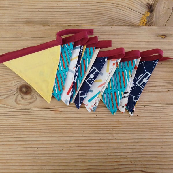 mini bunting handmade in a school work theme ideal for room decoration