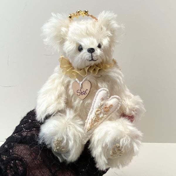 SOLD to GB Mohair angel bear, OOAK collectable artist bear, 