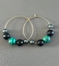 Handmade Gold Hoop Earrings with Malachite 