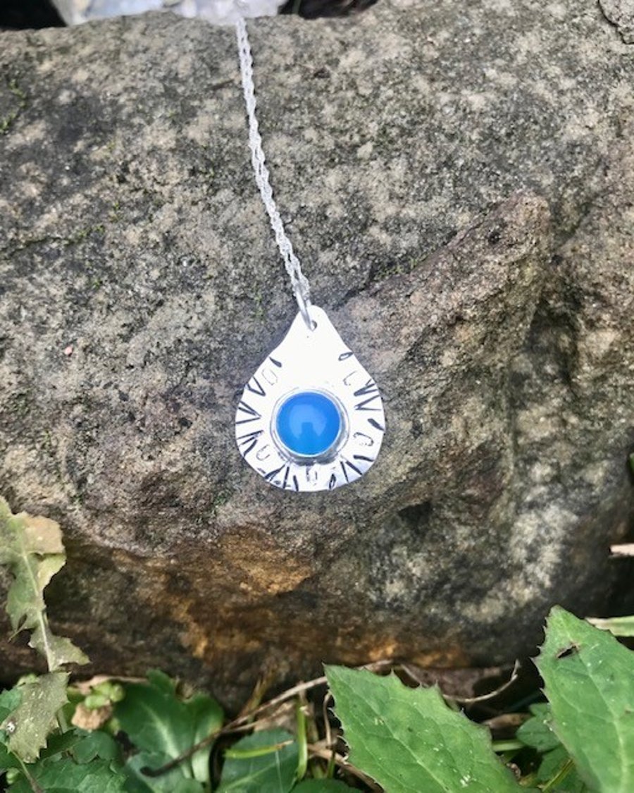 Perfectly Imperfect Sterling Silver Blue Agate Gemstone Necklace