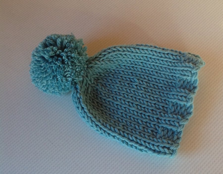 Hand Knitted Baby Hat in Debbie Bliss Cashmerino Yarn - 0-3 Months