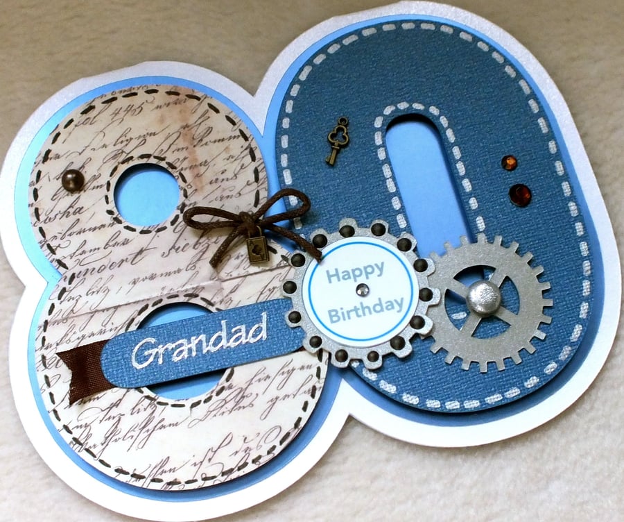 Special Handmade Grandad 80th Birthday Card
