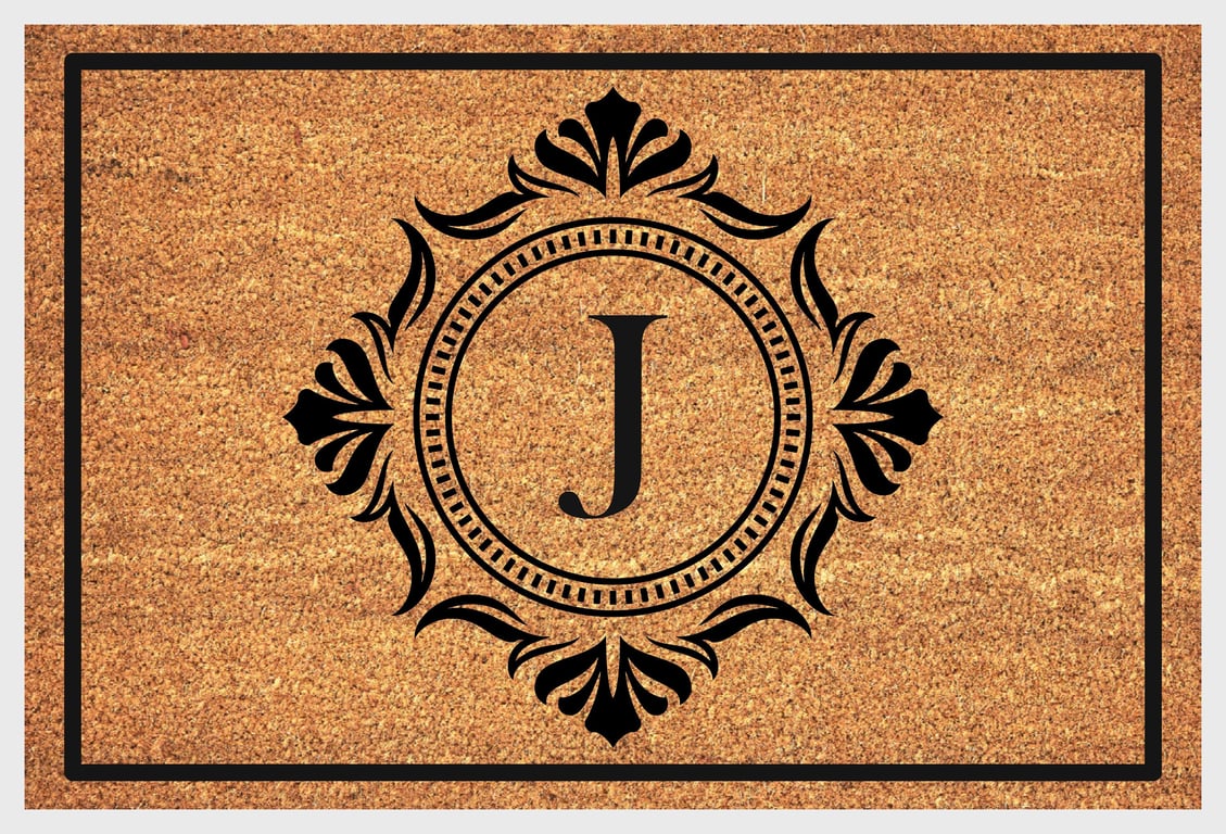 J Letter Door Mat - Monogram Letter J Welcome Mat - 3 Sizes