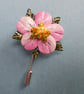 PINK APPLE BLOSSOM FLOWER PIN Wedding Lapel Flower Brooch HANDMADE HAND PAINTED - Image 4
