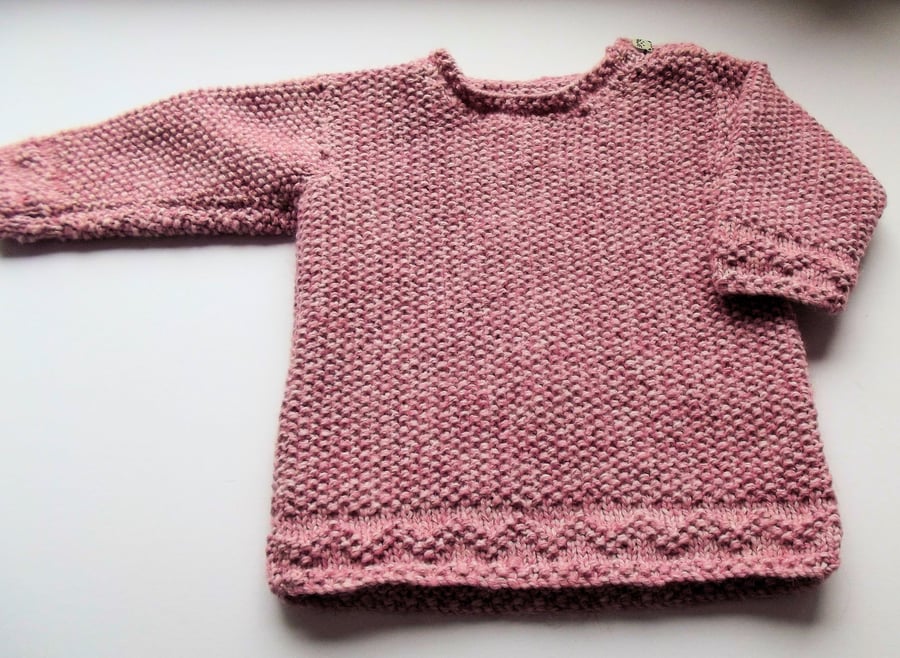 Babies Handknitted Jumper, Dusky Pink, 6 to 12 months, hm91