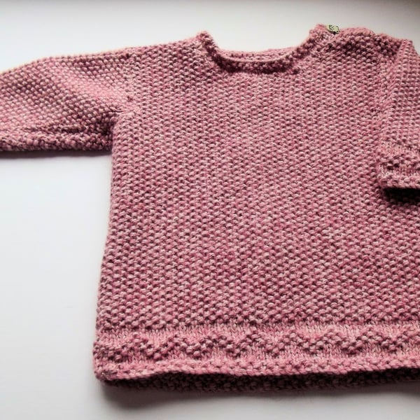 Babies Handknitted Jumper, Dusky Pink, 6 to 12 months, hm91