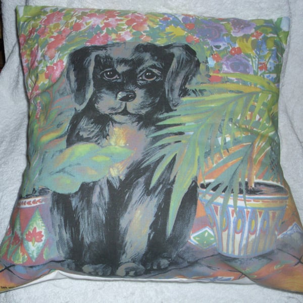 Puppy dog in the conservatory cushion