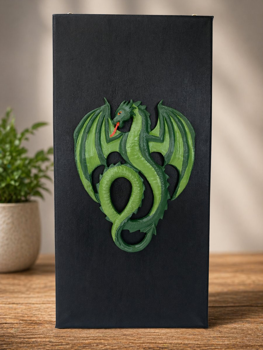 Large Clay Dragon on Canvas Wall Art 10 x 20"