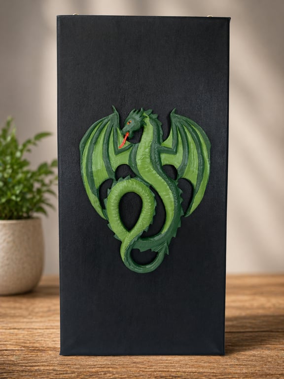 Large Clay Dragon on Canvas Wall Art 10 x 20"
