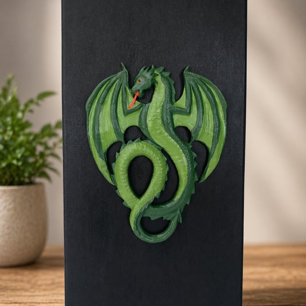 Large Clay Dragon on Canvas Wall Art 10 x 20"