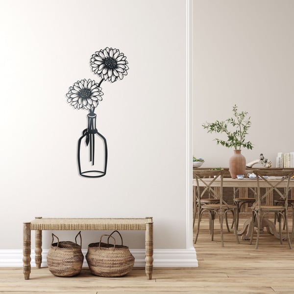 Gerbera in Vase - Metal Wall Art. Flower, nature, floral, home, housewarming, gi