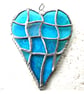 Patchwork Heart Suncatcher Stained Glass Handmade Turquoise Aqua  - Image 6