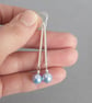 Light Blue Pearl and Sterling Silver Dangle Earrings - Pale Blue Drop Earrings - Image 3